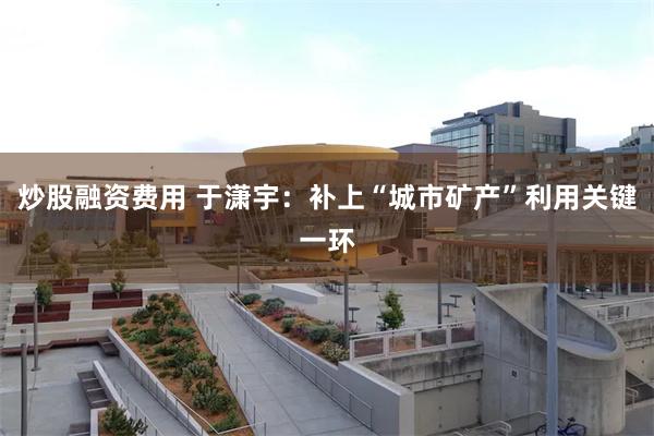 炒股融资费用 于潇宇：补上“城市矿产”利用关键一环