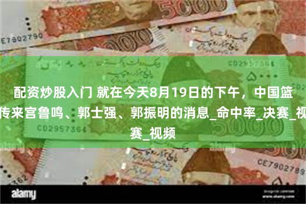 配资炒股入门 就在今天8月19日的下午，中国篮球传来宫鲁鸣、郭士强、郭振明的消息_命中率_决赛_视频
