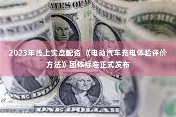2023年线上实盘配资 《电动汽车充电体验评价方法》团体标准正式发布